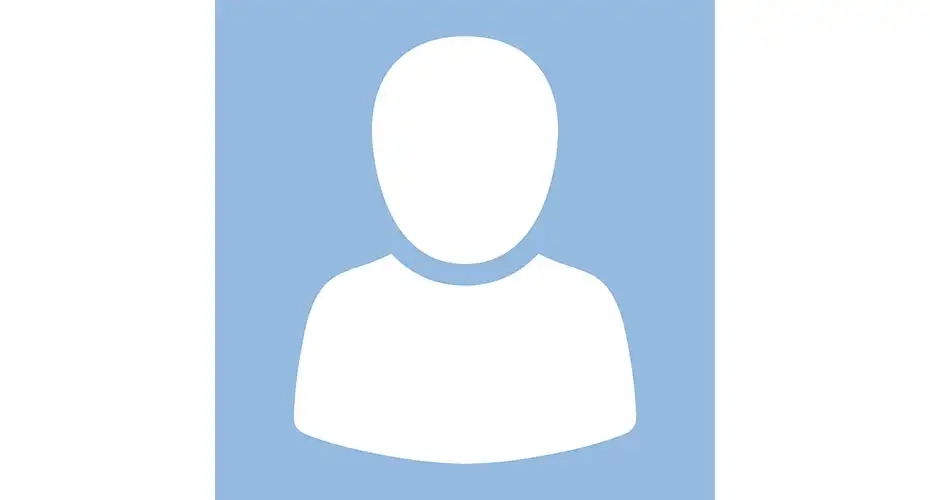 A simplistic person avatar icon featured on a solid blue backdrop.